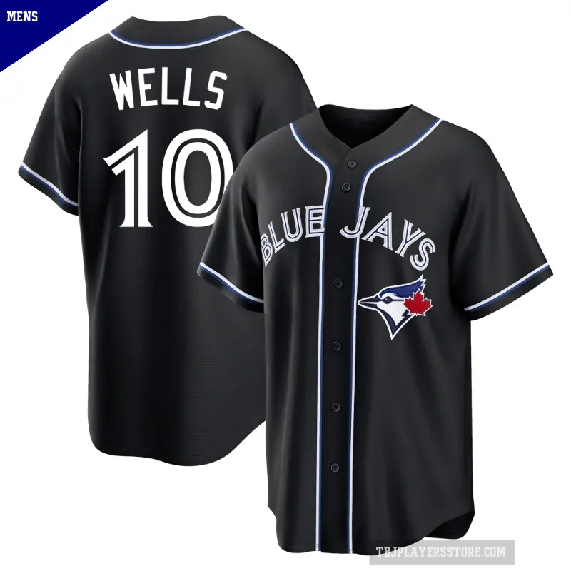Men's No.10 Vernon Wells Toronto Blue Jays Black Replica Fashion Out Jersey