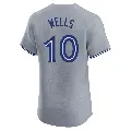 Men's No.10 Vernon Wells Toronto Blue Jays Gray Elite Road Jersey