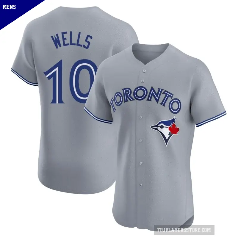 Men's No.10 Vernon Wells Toronto Blue Jays Gray Elite Road Jersey