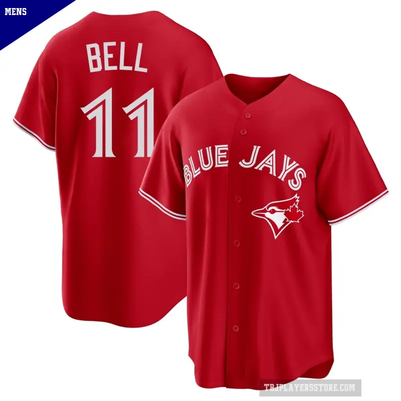Men's No.11 George Bell Toronto Blue Jays Red Replica Canada Day Jersey