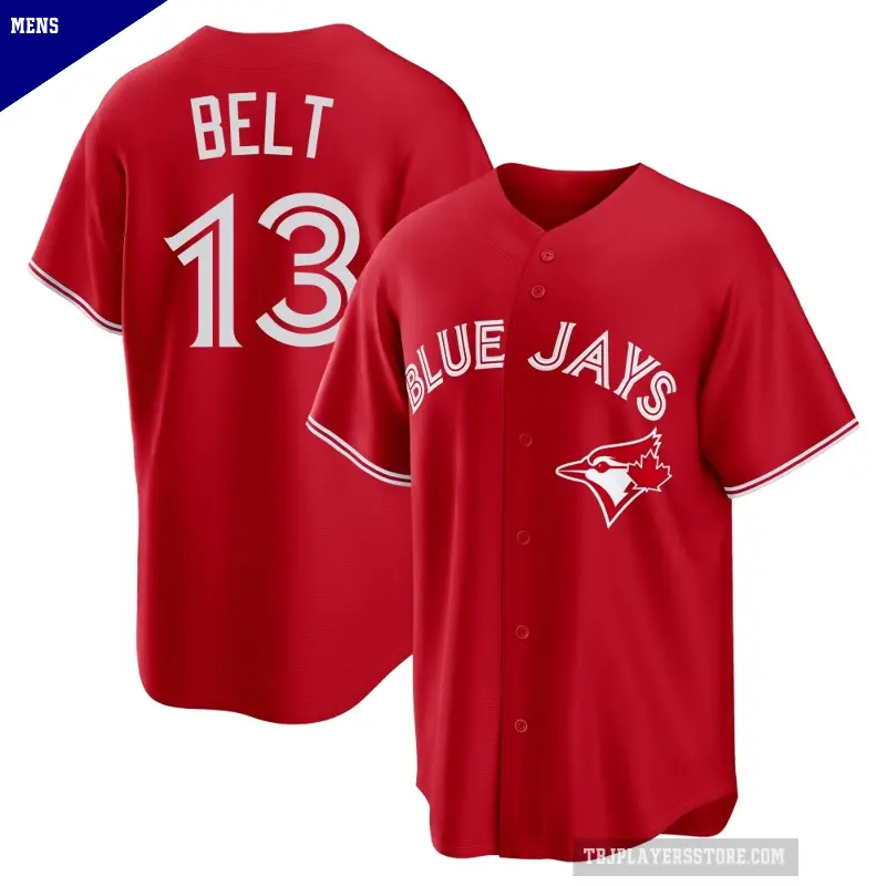 Men's No.13 Brandon Belt Toronto Blue Jays Red Replica Canada Day Jersey