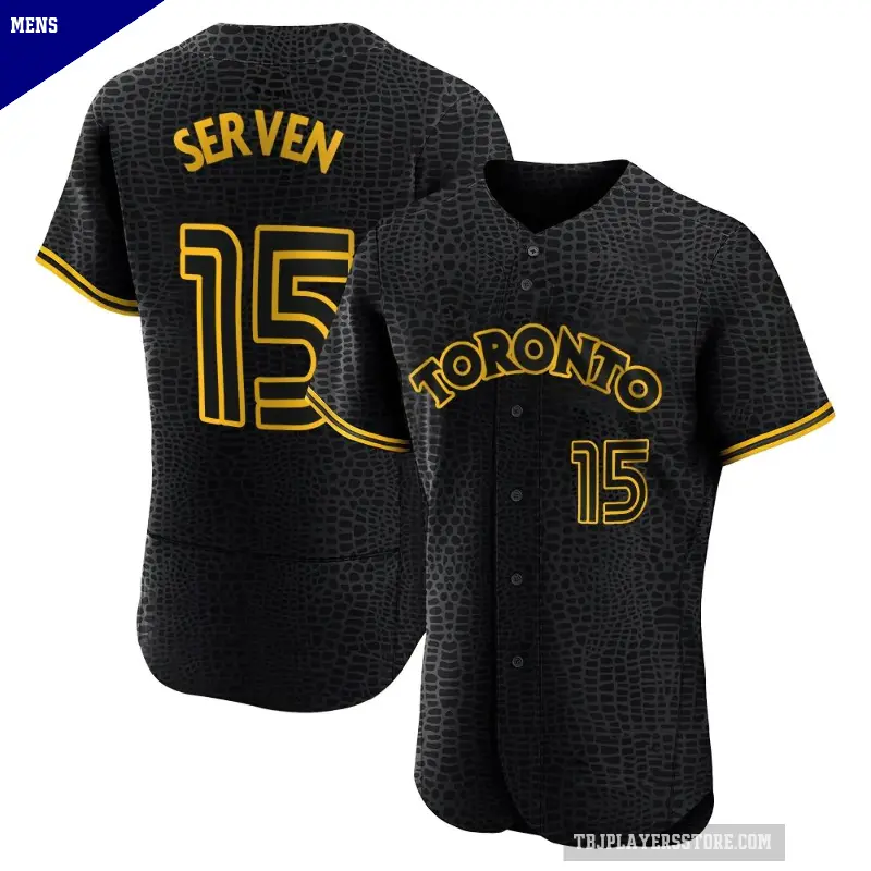 Men's No.15 Brian Serven Toronto Blue Jays Black Authentic Snake Skin City Jersey