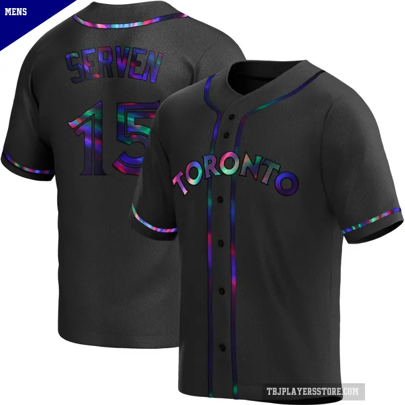 Men's No.15 Brian Serven Toronto Blue Jays Black Replica Holographic Alternate Jersey