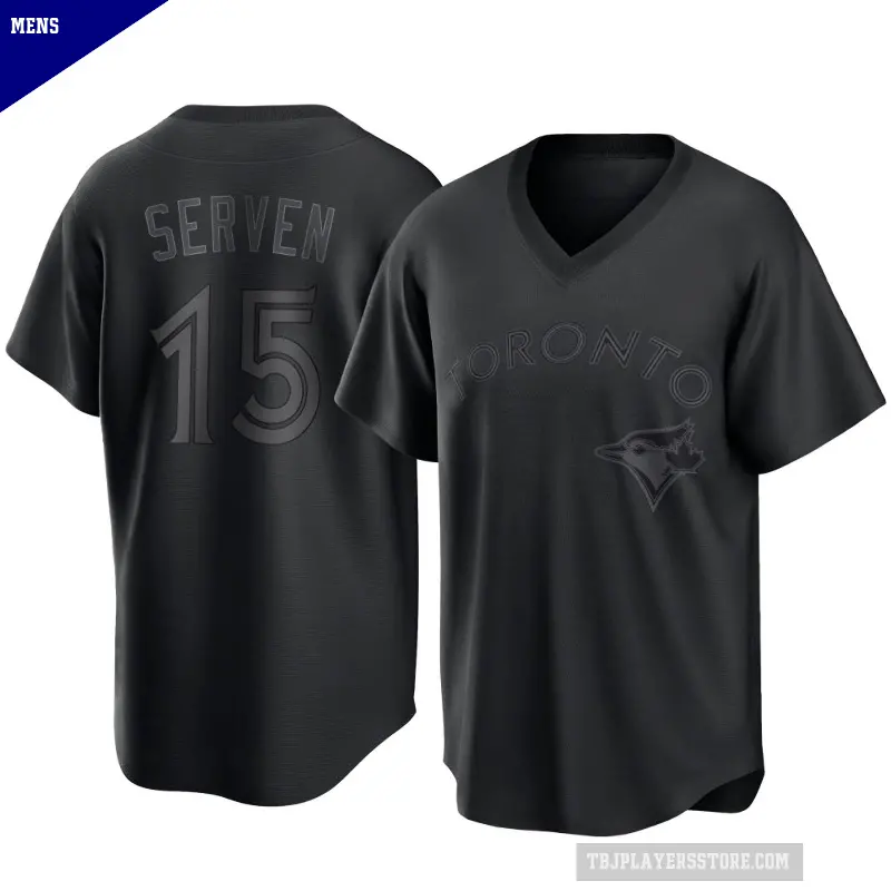 Men's No.15 Brian Serven Toronto Blue Jays Black Replica Pitch Fashion Jersey