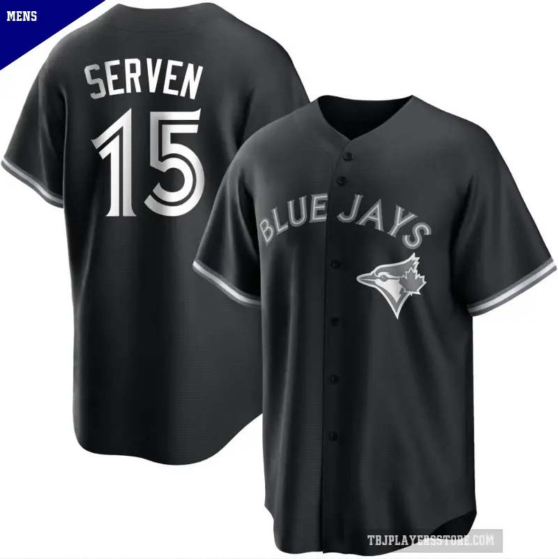 Men's No.15 Brian Serven Toronto Blue Jays Black/White Replica Jersey