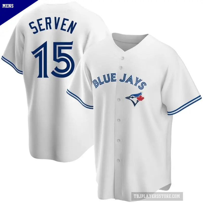 Men's No.15 Brian Serven Toronto Blue Jays White Replica Home Jersey