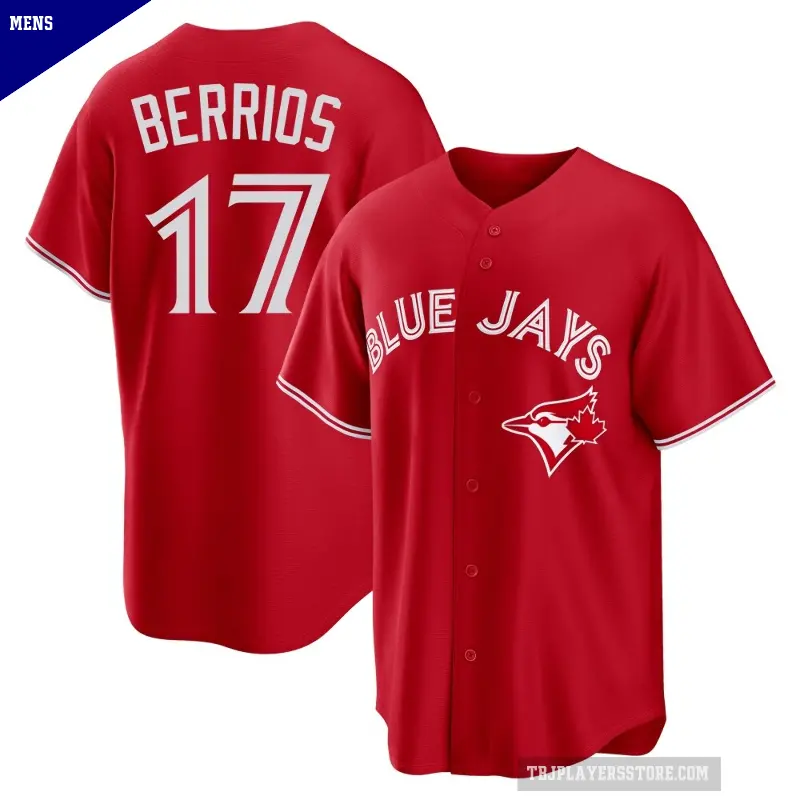 Men's No.17 Jose Berrios Toronto Blue Jays Red Replica Canada Day Jersey