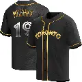 Men's No.19 Fred Mcgriff Toronto Blue Jays Gold Replica Black en Alternate Jersey