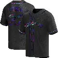 Men's No.22 Ernie Clement Toronto Blue Jays Black Replica Holographic Alternate Jersey