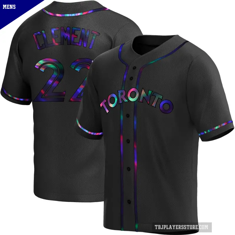 Men's No.22 Ernie Clement Toronto Blue Jays Black Replica Holographic Alternate Jersey