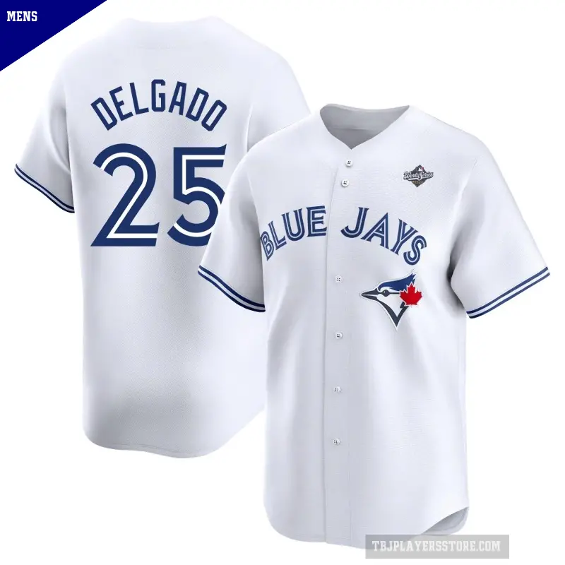 Men's No.25 Carlos Delgado Toronto Blue Jays White Limited Home 2025 World Series Jersey