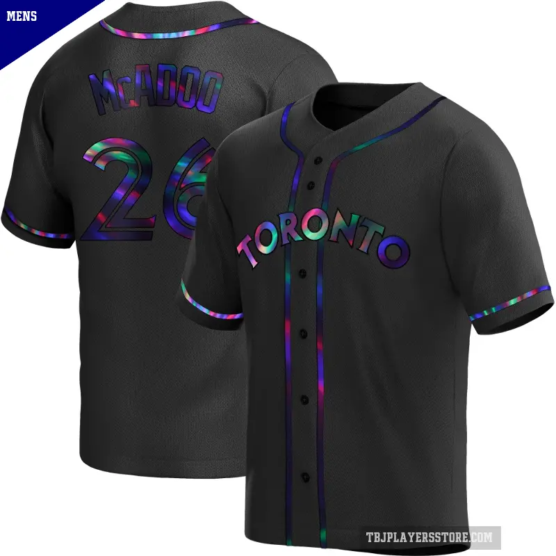 Men's No.26 Charles McAdoo Toronto Blue Jays Black Replica Holographic Alternate Jersey