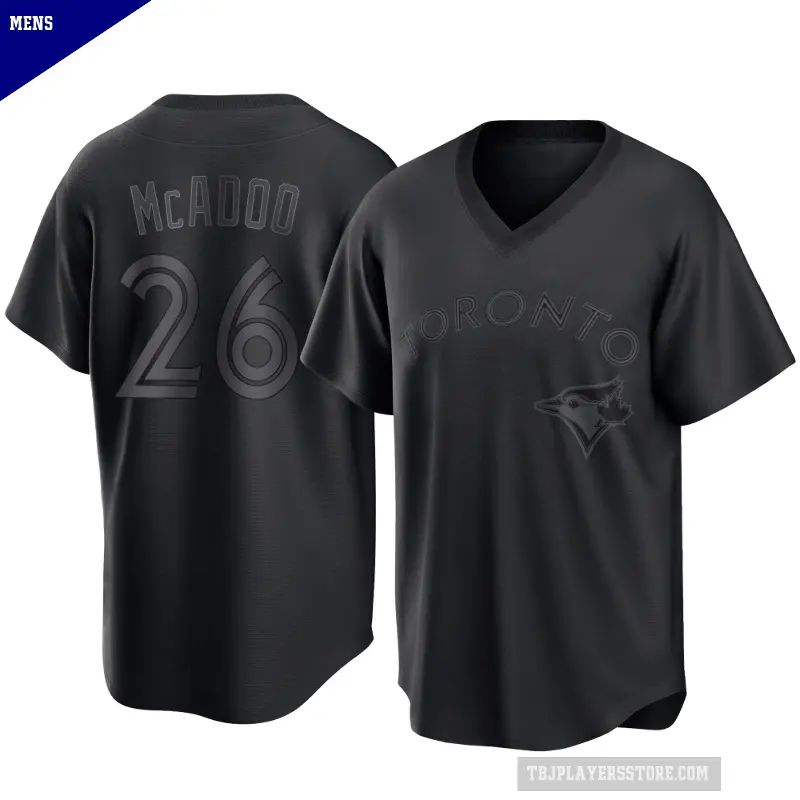 Men's No.26 Charles McAdoo Toronto Blue Jays Black Replica Pitch Fashion Jersey