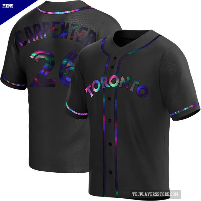 Men's No.26 Chris Carpenter Toronto Blue Jays Black Replica Holographic Alternate Jersey