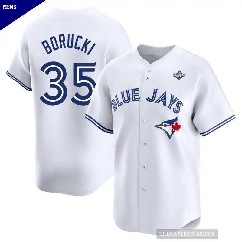 Men's No.35 Ryan Borucki Toronto Blue Jays White Limited Home 2025 World Series Jersey