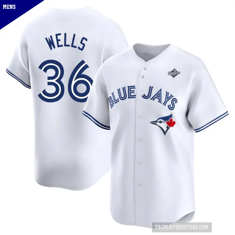 Men's No.36 David Wells Toronto Blue Jays White Limited Home 2025 World Series Jersey