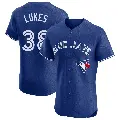 Men's No.38 Nathan Lukes Toronto Blue Jays Royal Elite Alternate Jersey
