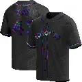 Men's No.43 Ryan Burr Toronto Blue Jays Black Replica Holographic Alternate Jersey