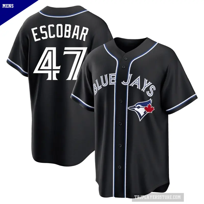 Men's No.47 Kelvim Escobar Toronto Blue Jays Black Replica Fashion Out Jersey