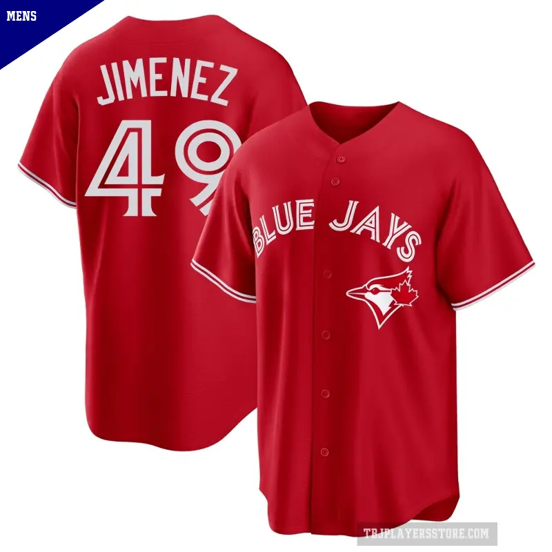 Men's No.49 Leo Jimenez Toronto Blue Jays Red Replica Canada Day Jersey