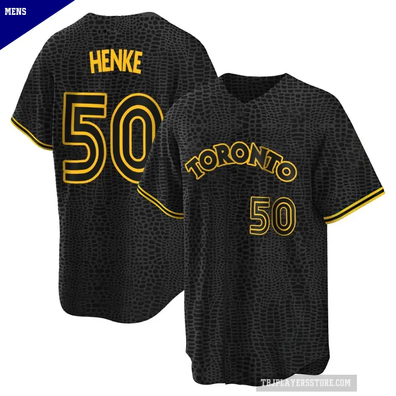 Men's No.50 Tom Henke Toronto Blue Jays Black Replica Snake Skin City Jersey