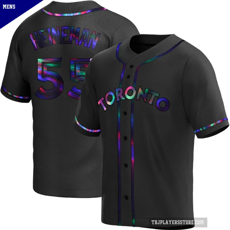 Men's No.55 Tyler Heineman Toronto Blue Jays Black Replica Holographic Alternate Jersey