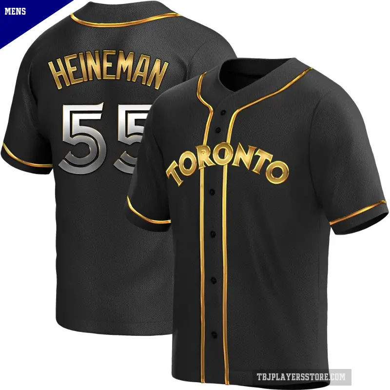 Men's No.55 Tyler Heineman Toronto Blue Jays Gold Replica Black en Alternate Jersey