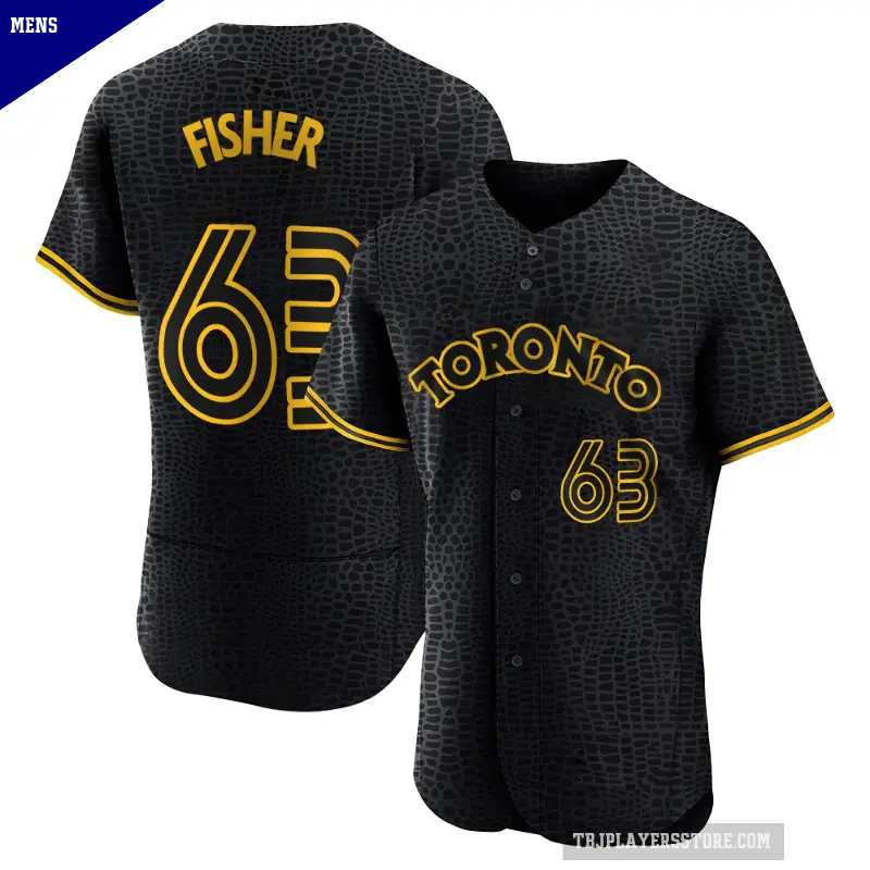 Men's No.63 Braydon Fisher Toronto Blue Jays Black Authentic Snake Skin City Jersey