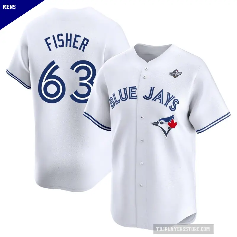 Men's No.63 Braydon Fisher Toronto Blue Jays White Limited Home 2025 World Series Jersey