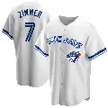 Men's No.7 Bradley Zimmer Toronto Blue Jays White Replica Home Cooperstown Collection Jersey
