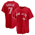 Men's No.7 Damaso Garcia Toronto Blue Jays Red Replica Canada Day Jersey