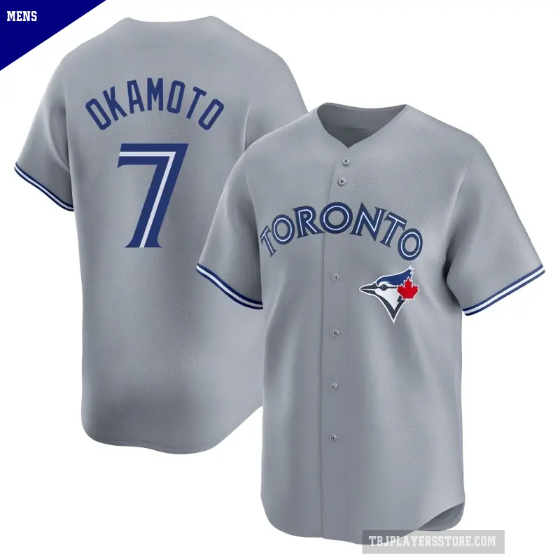 Men's No.7 Kazuma Okamoto Toronto Blue Jays Gray Limited Away Jersey