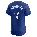 Men's No.7 Kazuma Okamoto Toronto Blue Jays Royal Elite Alternate Jersey