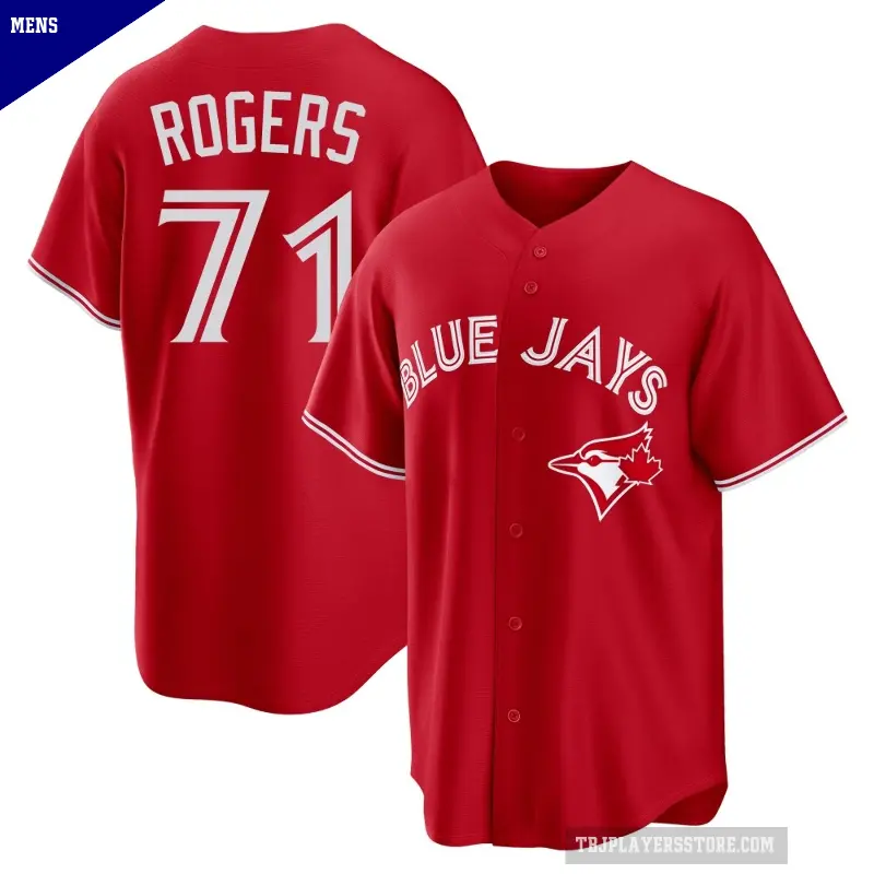 Men's No.71 Tyler Rogers Toronto Blue Jays Red Replica Canada Day Jersey