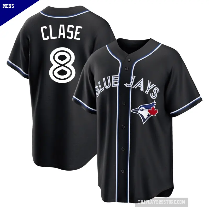 Men's No.8 Jonatan Clase Toronto Blue Jays Black Replica Fashion Out Jersey