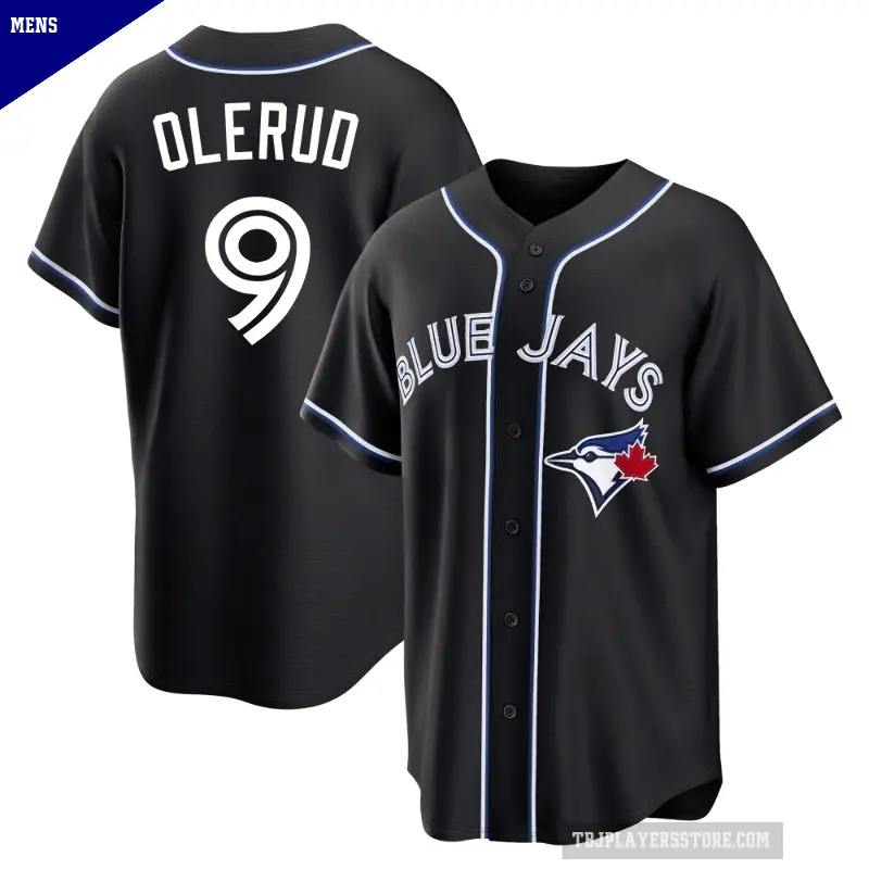 Men's No.9 John Olerud Toronto Blue Jays Black Replica Fashion Out Jersey