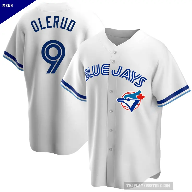 Men's No.9 John Olerud Toronto Blue Jays White Replica Home Cooperstown Collection Jersey