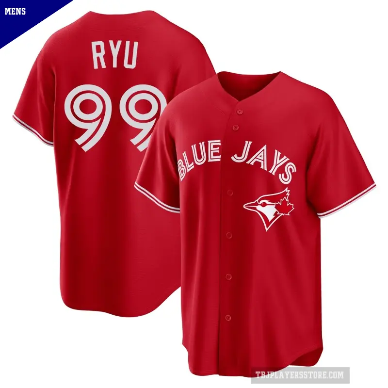 Men's No.99 Hyun Jin Ryu Toronto Blue Jays Red Replica Canada Day Jersey