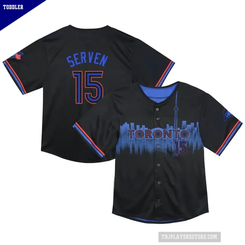 Toddler No.15 Brian Serven Toronto Blue Jays Black Limited 2024 City Connect Jersey