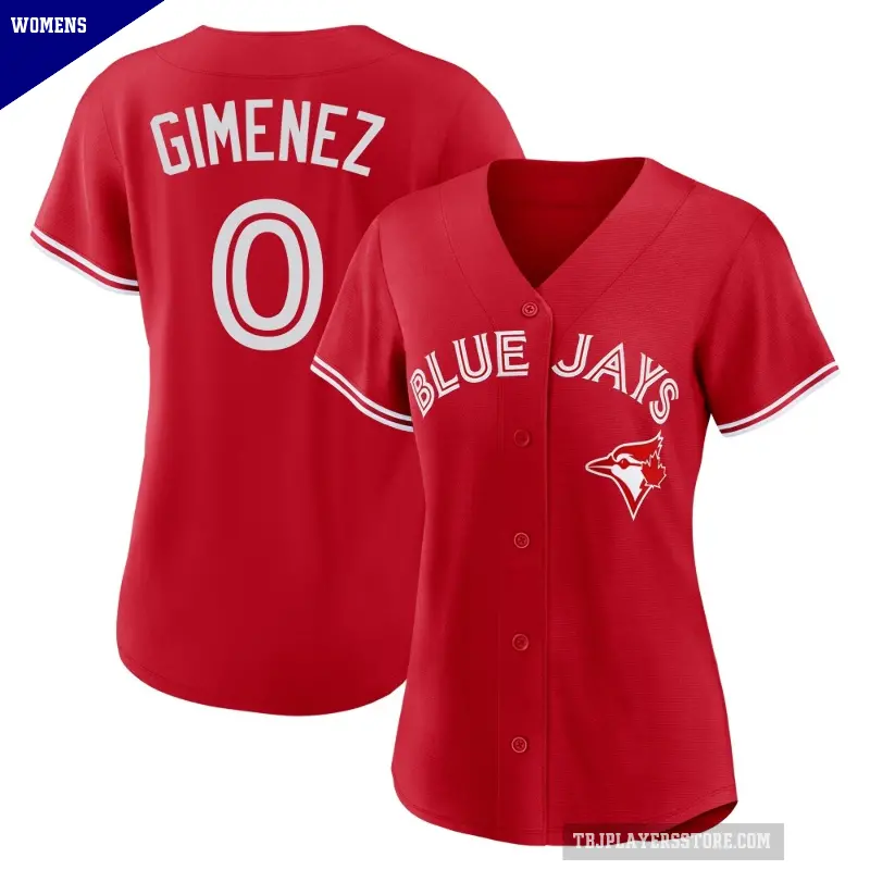 Women's No.0 Andres Gimenez Toronto Blue Jays Red Replica Canada Day Jersey