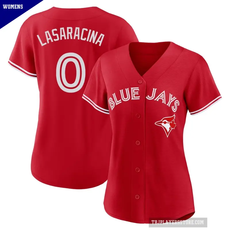 Women's No.0 Giaconino Lasaracina Toronto Blue Jays Red Replica Canada Day Jersey