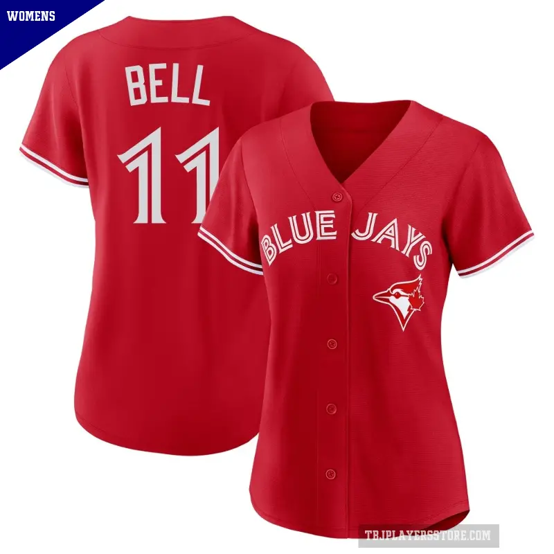 Women's No.11 George Bell Toronto Blue Jays Red Replica Canada Day Jersey