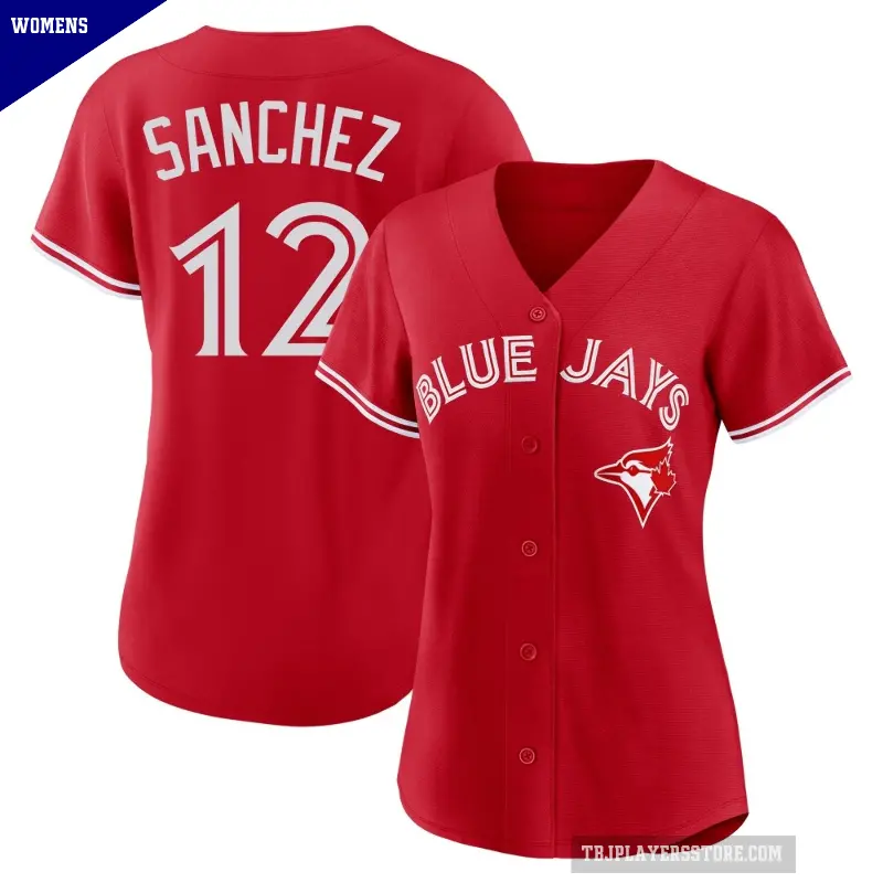 Women's No.12 Jesus Sanchez Toronto Blue Jays Red Replica Canada Day Jersey
