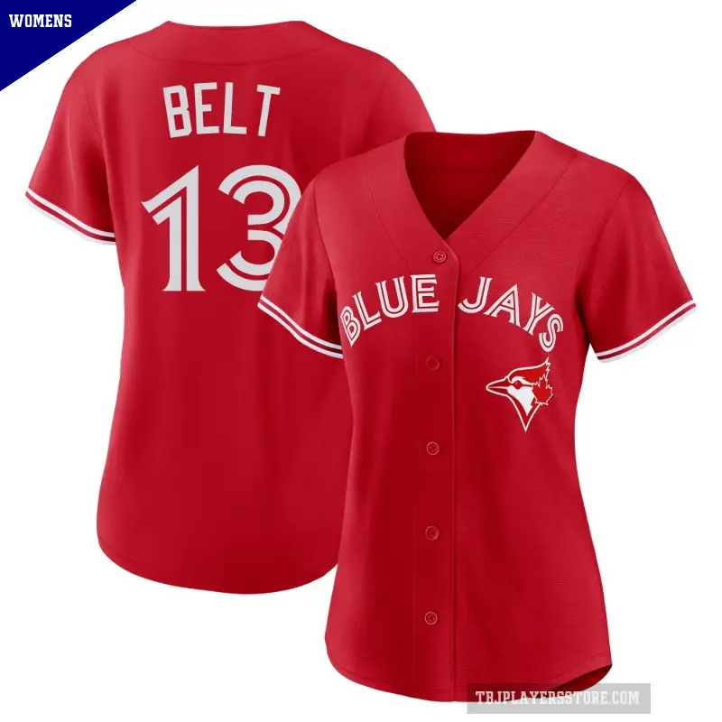 Women's No.13 Brandon Belt Toronto Blue Jays Red Replica Canada Day Jersey
