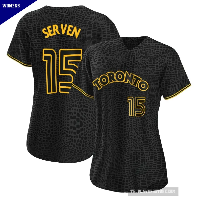Women's No.15 Brian Serven Toronto Blue Jays Black Authentic Snake Skin City Jersey