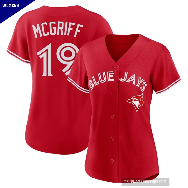 Women's No.19 Fred Mcgriff Toronto Blue Jays Red Replica Canada Day Jersey