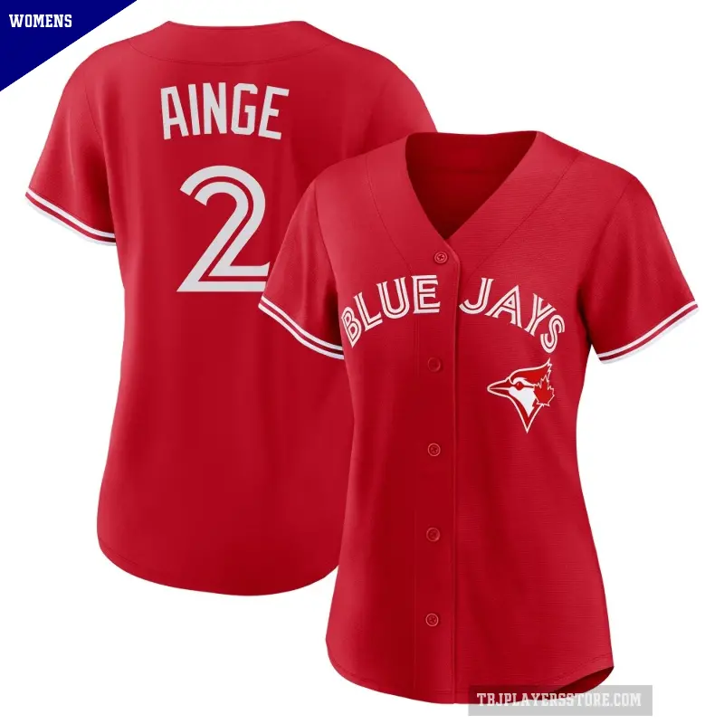Women's No.2 Danny Ainge Toronto Blue Jays Red Replica Canada Day Jersey