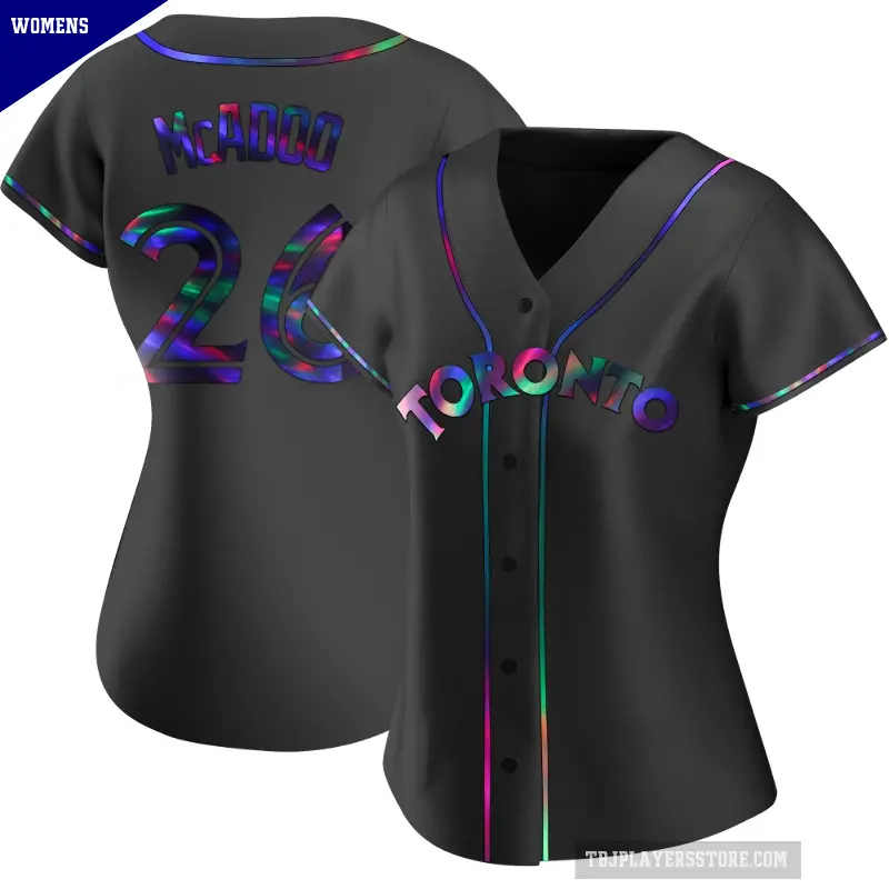 Women's No.26 Charles McAdoo Toronto Blue Jays Black Replica Holographic Alternate Jersey