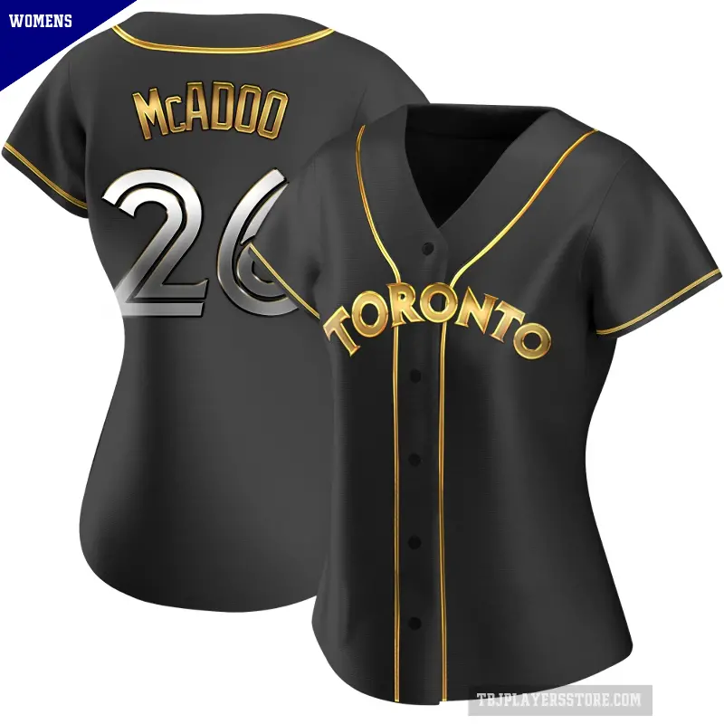 Women's No.26 Charles McAdoo Toronto Blue Jays Gold Replica Black en Alternate Jersey