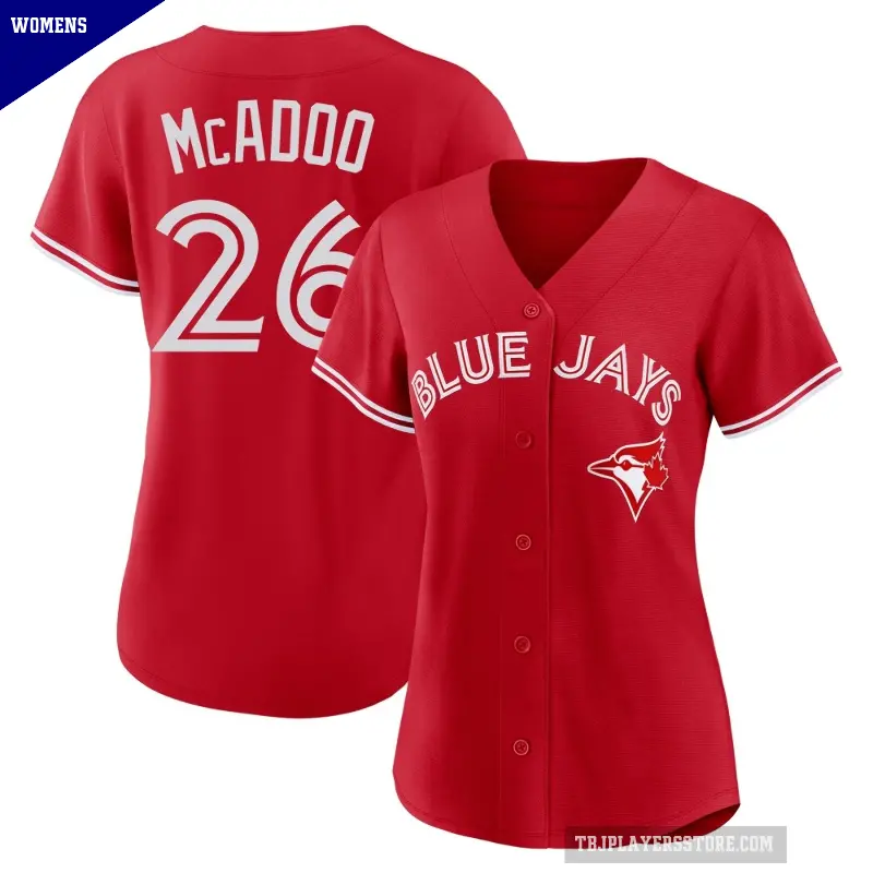 Women's No.26 Charles McAdoo Toronto Blue Jays Red Replica Canada Day Jersey